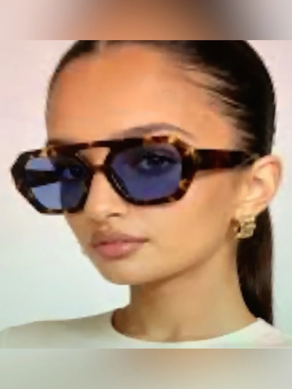 Geometric polarized square double bridge sunglasses by Sojo.